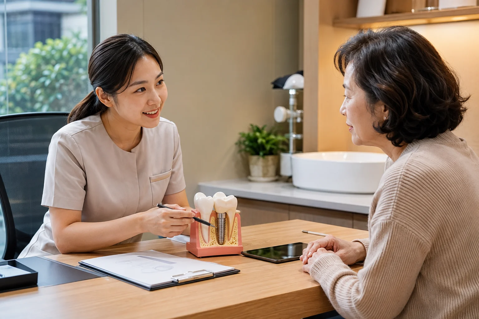 임플란트 정기검진과 부작용 예방 장면